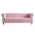 thumbnail image 1 of Chesterfield Velvet Sofa, Button Tufted Velvet Couches with Golden Metal Legs and Scrolled Arms, 3-Seater Upholstered Couch for Living Room Apartment Bedroom Office, Pink, 1 of 9