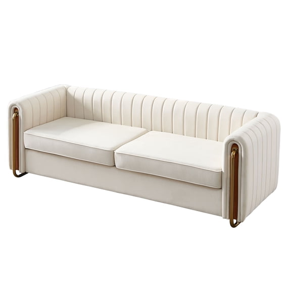 Chesterfield Velvet Sofa Upholstered Couch with Removable Cushions and Gold Metal Legs, for Living Room Office Apartment
