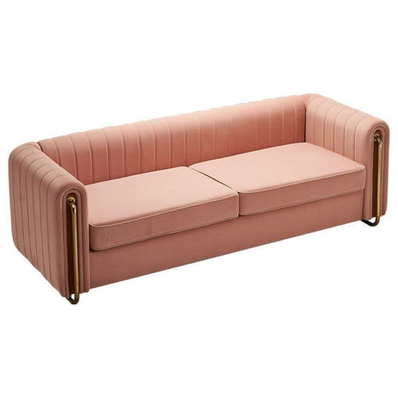 Chesterfield Velvet Sofa Upholstered Couch with Removable Cushions and Gold Metal Legs, for Living Room Office Apartment
