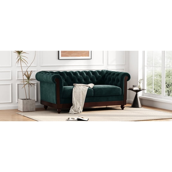 Chesterfield style, soft seat loveseat / Elegant velvet look for living areas