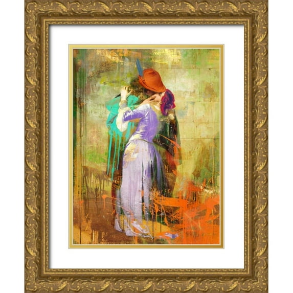 Chestier, Eric 12x14 Gold Ornate Wood Framed with Double Matting Museum Art Print Titled - Hayezs Kiss 2.0