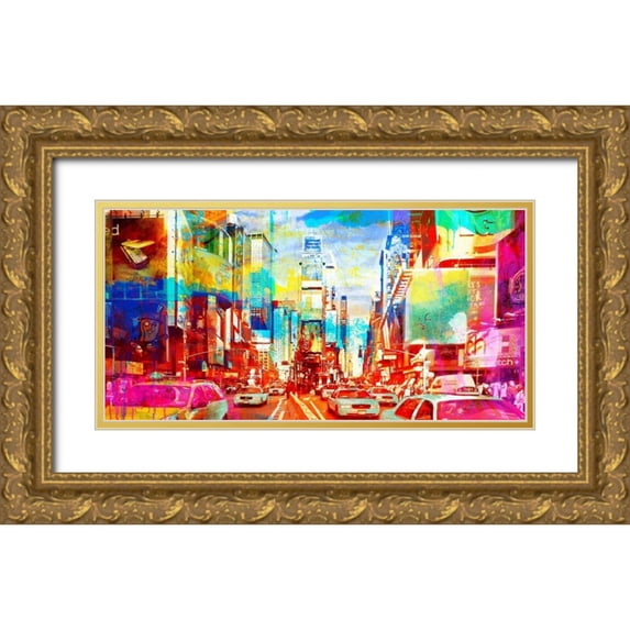 Chestier, Eric 24x14 Gold Ornate Wood Framed with Double Matting Museum Art Print Titled - Time Square 2.0