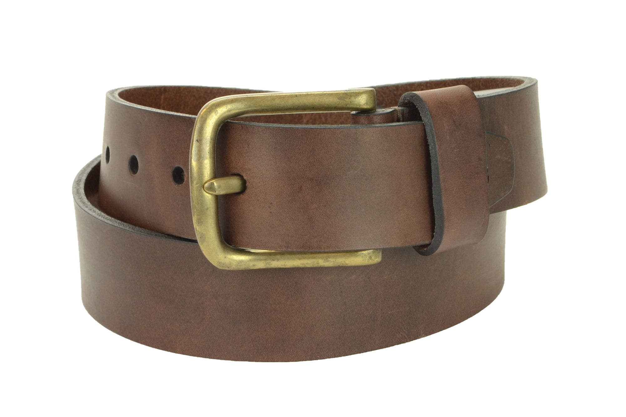 Chestnut Brown Belt with Antique Brass Curved Buckle 