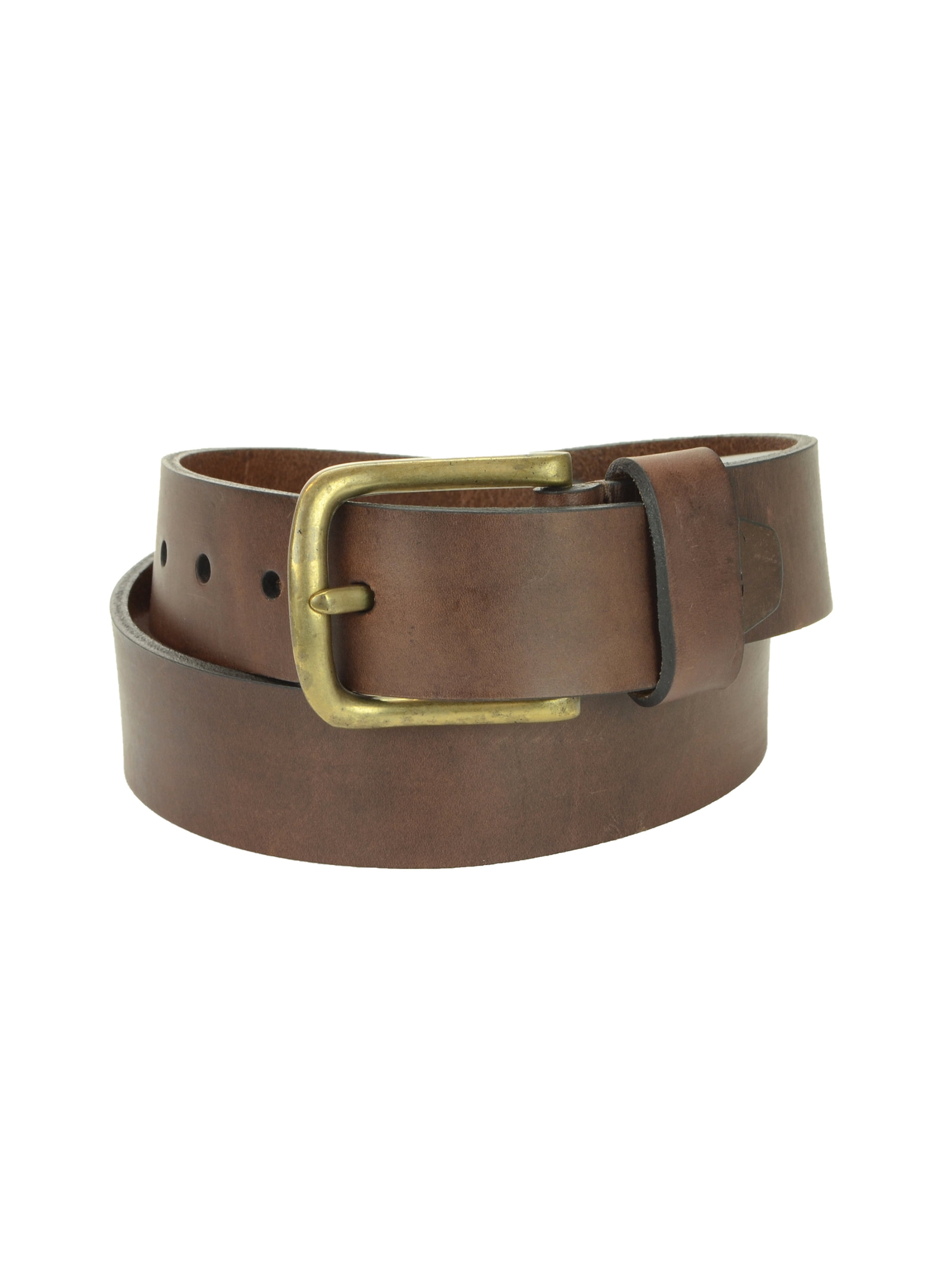 Chestnut Brown Belt with Antique Brass Curved Buckle - Walmart.com
