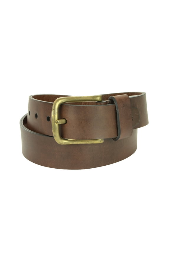 Chestnut Brown Belt with Antique Brass Curved Buckle