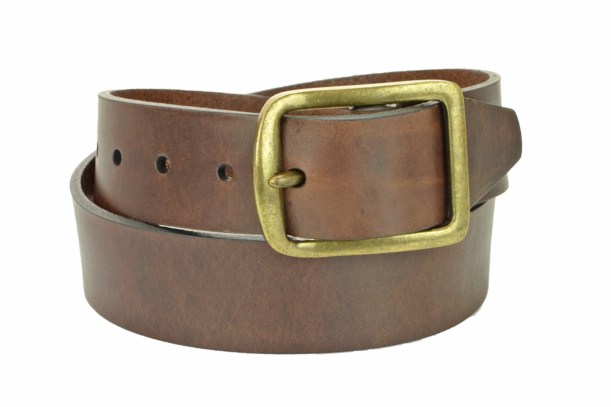 Chestnut Brown Belt with Antique Brass Finish Center Bar Buckle