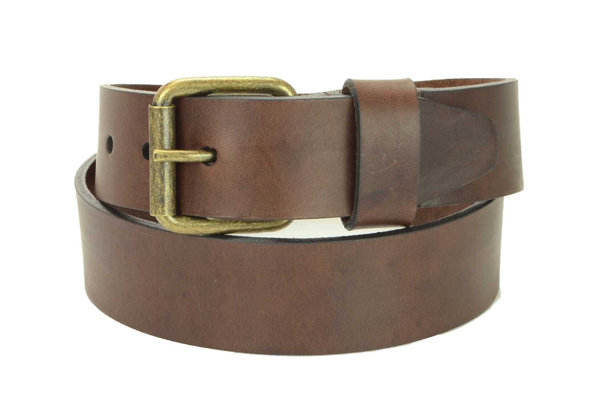 Chestnut Brown Belt with Antique Brass Roller Buckle