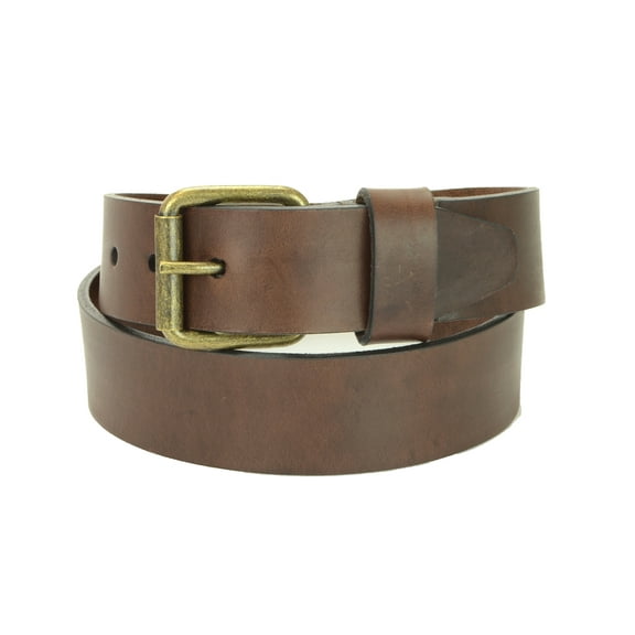 Chestnut Brown Belt with Antique Brass Roller Buckle
