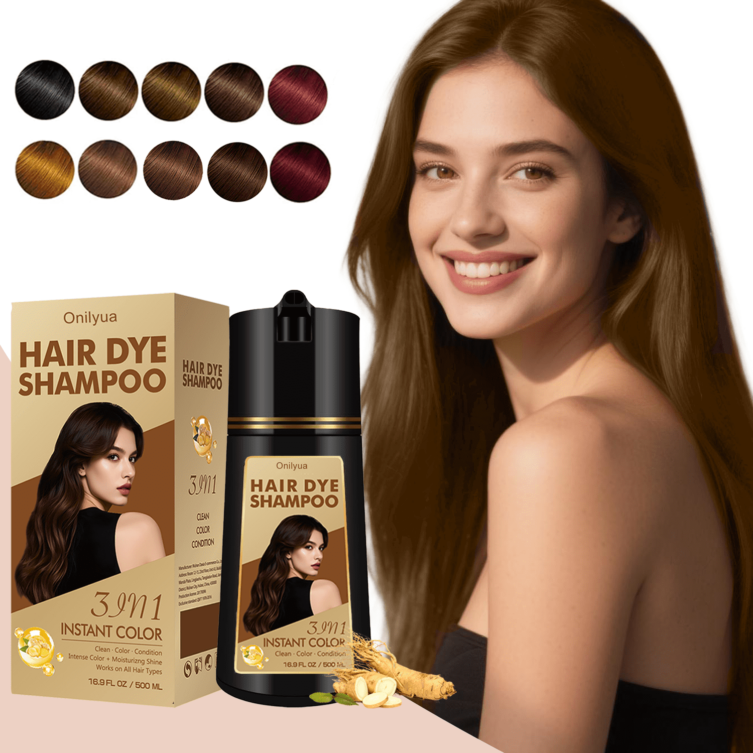 IEMOKODA Dark Brown Plant-Based Hair Color Shampoo for Women & Men