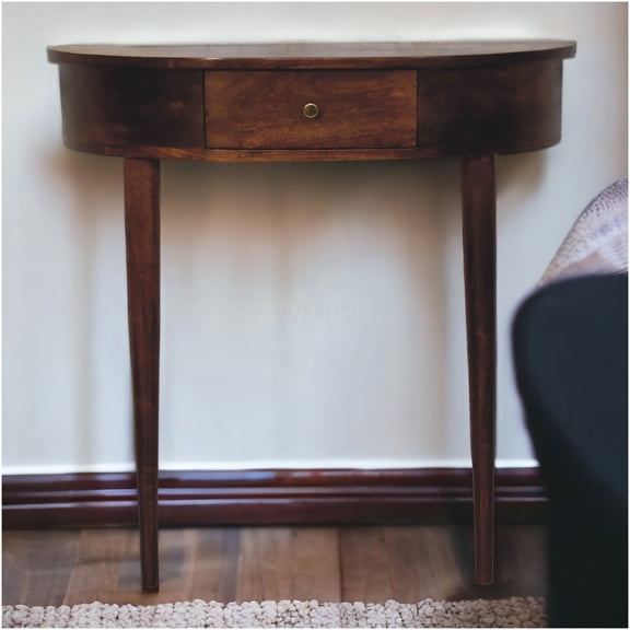 Chestnut Brown Solid Wood Console Table with Drawer, Wall Mounted Backless Entryway Sofa Table, Minimalist Floating Desk for Living Room, Hallway