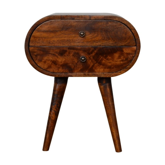 Chestnut Circular Bedside Nook | Perfect for a Private Bedroom Retreat | Featuring Solid Wood Finish | Resolves the Problem of Untidy Bedside Spaces