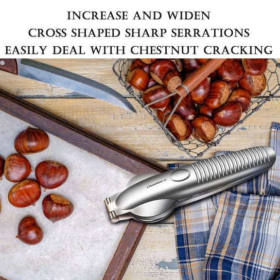 Chestnut Clip Nut Cracker Tool Stainless Steel Cross Blade Walnut Pecan Sheller Opener Plier Ergonomic Handle Kitchen Gadget for Winter Baking Cooking