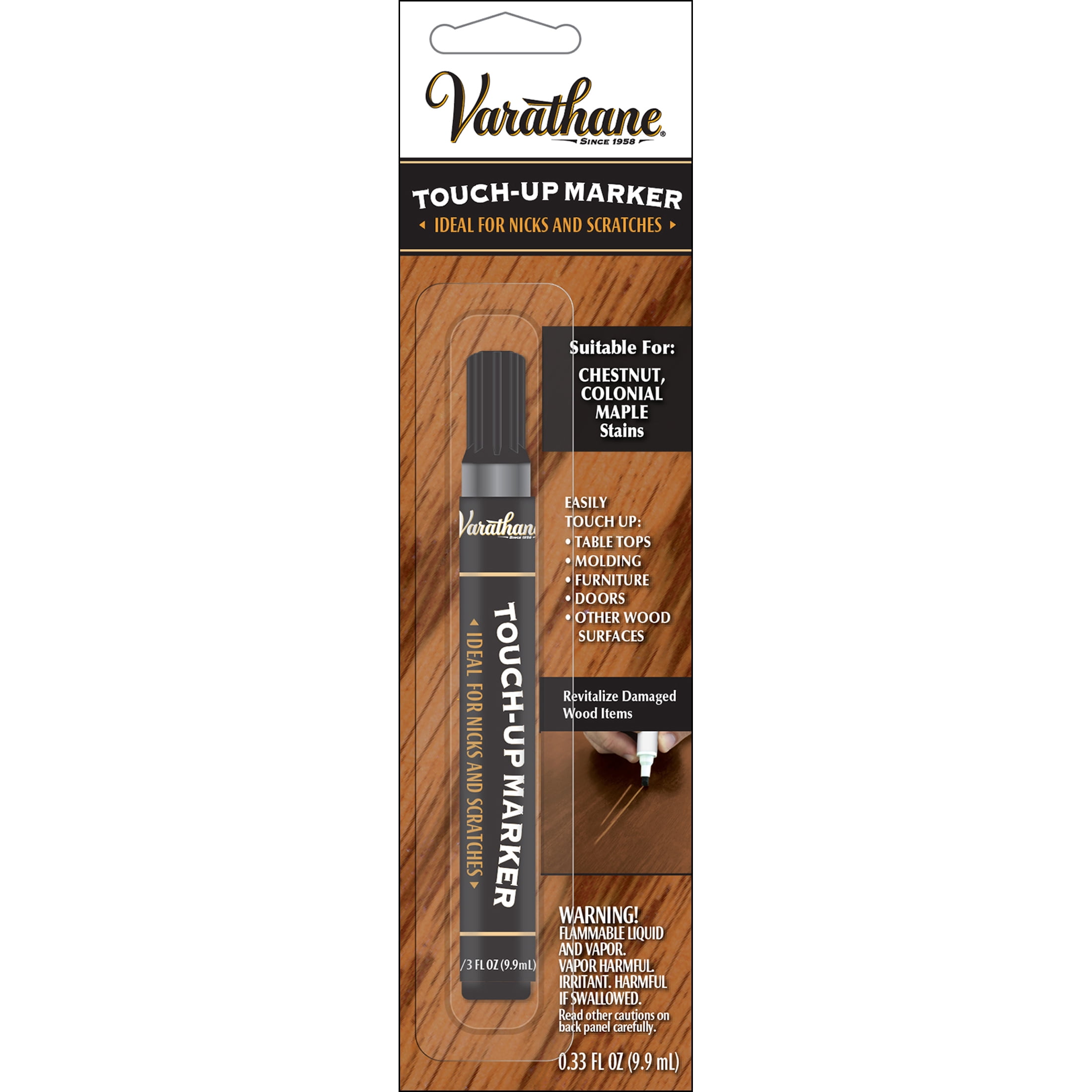 6 Pack, Chestnut, Colonial Maple, Varathane Premium Touch-Up Stain Marker-215354
