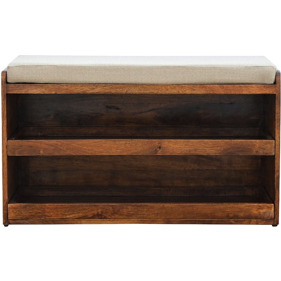 Chestnut - Colored Mud Linen Shoe Bench with Foam Filler | Can Be Used in Different Home Areas | Offers a Comfortable Shoe - changing Spot