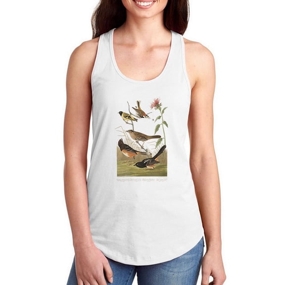 Chestnut Coloured Finch Racerback Tank Women -John James Audubon Designs, Female x-Large