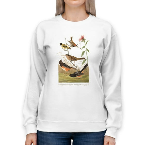 Chestnut Coloured Finch. Sweatshirt Women -John James Audubon Designs, Female 5X-Large
