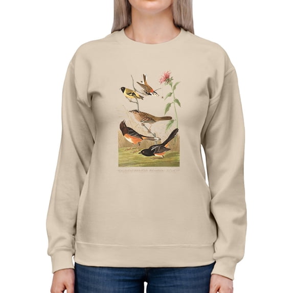 Chestnut Coloured Finch. Sweatshirt Women -John James Audubon Designs, Female XX-Large