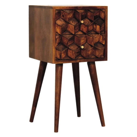 Chestnut Cube 2 - Drawer Bedside Furniture | Suitable for Modern Home Decor | Elevates the Coziness of Your Space