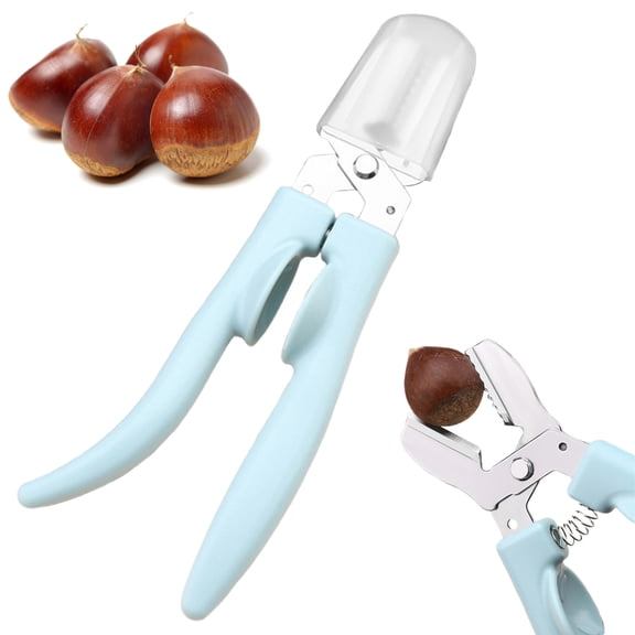 Chestnut Cutter, 304 Stainless Steel Chestnut Cracker, Portable Chestnut Opener Clip Peeler, Multifunctional Walnut Pecan Nut Cracker with Bottle Opener, Ergonomic Kitchen Tool, Blue