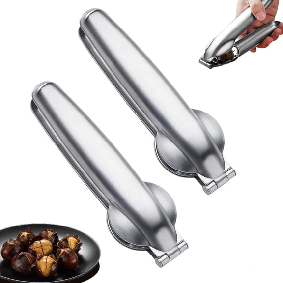 Chestnut Cutter Tool – 304 Stainless Steel Nutcracker & Chestnut Opener, Nut Knife for Chestnuts, Pistachios & Macadamia Nuts(RL Silver 2-Pack )