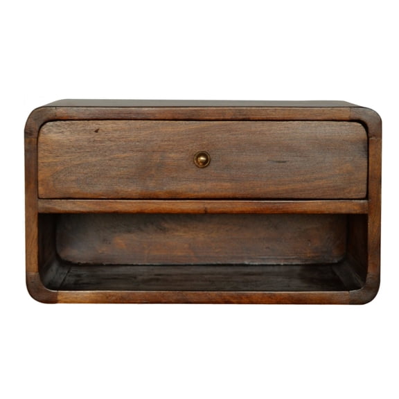 Chestnut Floating Bedside Hairdryer Holder - Keep Your Organized Table Elevate Bedroom With Style