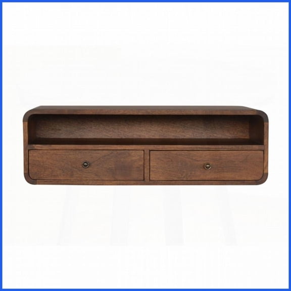 Chestnut Floating Open Console Coffee Table for Living Room, Functional & Timelessly Elegant