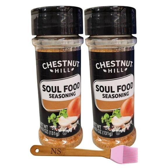 Chestnut Hill Soul Food Seasoning Powder 4.62 Oz Bottle Pack of 2, Flavorful Seasoning Shaker for Cooking Grilling Catering Restaurant Home Kitchen with 1 NS Basting Brush