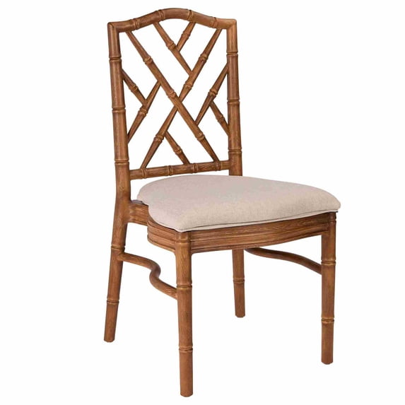 Chestnut Ritz Resin Chair with Beige Linen Seat by Chivari