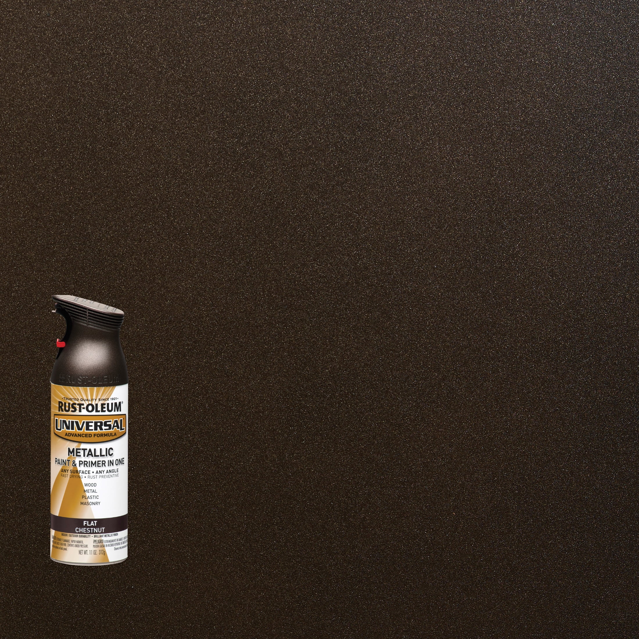Chestnut, Rust-Oleum Universal All Surface Interior/Exterior Flat Metallic Spray Paint-271471, 11 oz, 6 Pack