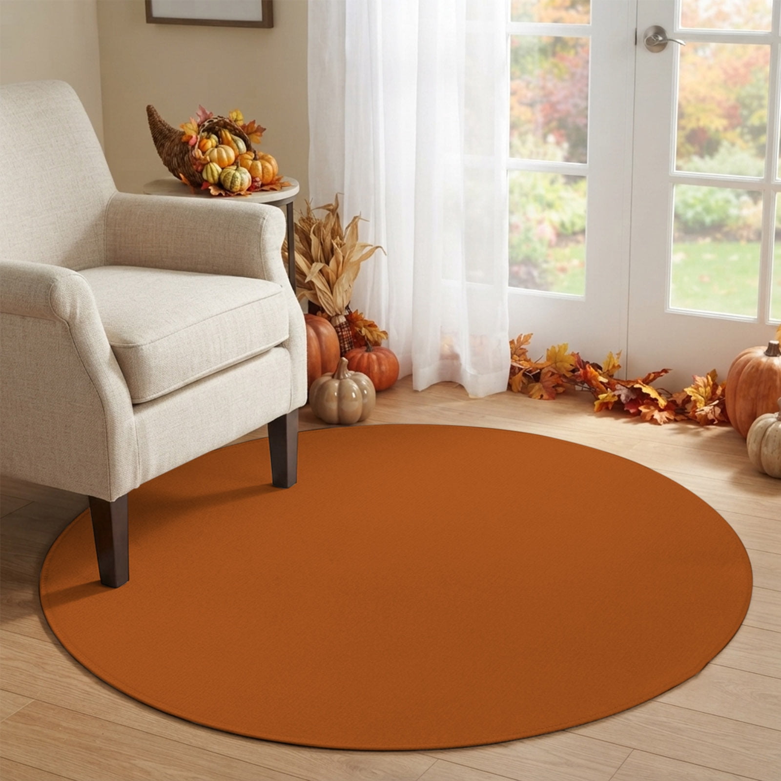 M Modern Rustic Rug Chestnut Solid Area Rug, Fall Burnt Orange Warm Rustic Modern Non-Slip ...