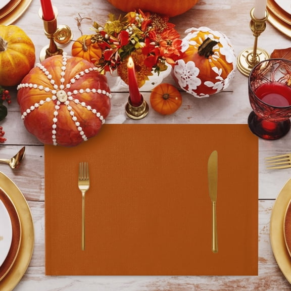 Chestnut Solid Placemats Set of 1, Fall Burnt Orange Warm Aesthetic Rustic Modern Non-Slip Place Mats Washable Table Mats for Kitchen Dining Table Decorations Indoor/Outdoor
