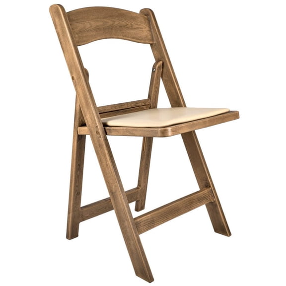 Chestnut WoodGrain™ Resin Steel Skeleton™ Folding Chair with Tan Seat by Chivari
