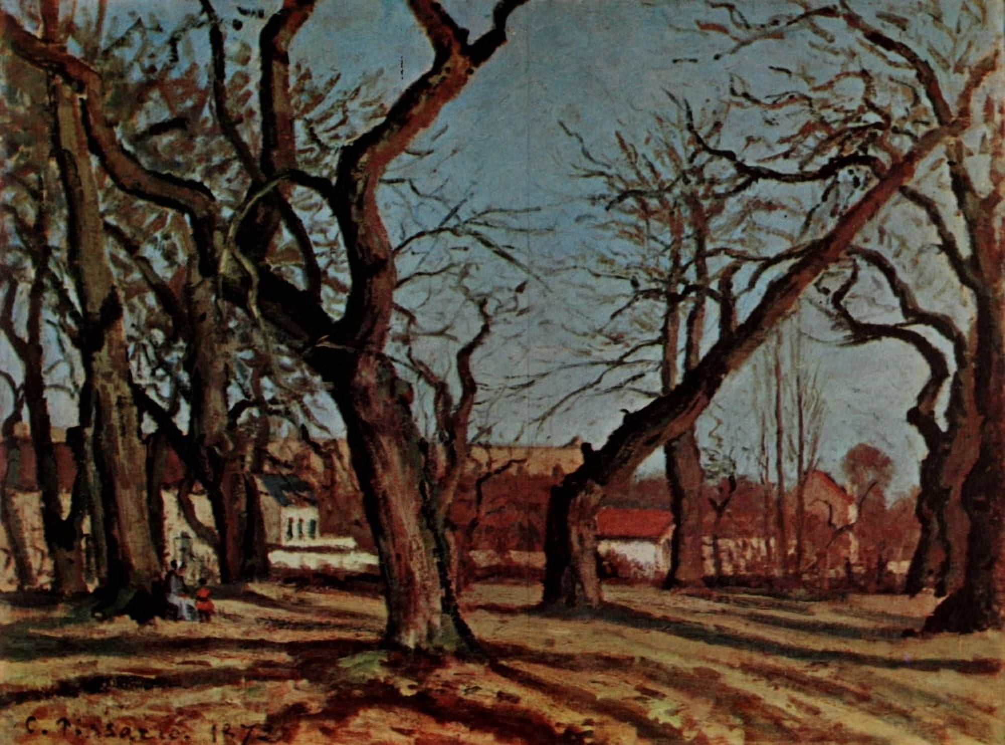 Chestnut trees at Louveciennes 1872 Canvas Art - Camille Pissarro (18 x 24)