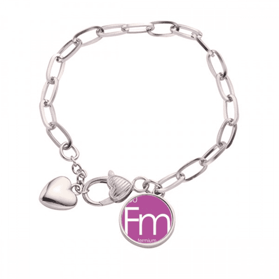 Chestry Elements Period Table Actinide Ferum Fm Heart Chain Bracelet Jewelry Charm Fashion