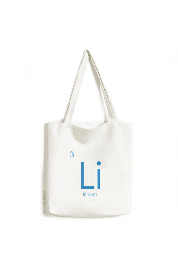 Chestry Elements Period Table Alkali Metal Lithium Li Tote Canvas Bag Shopping Satchel Casual Handbag