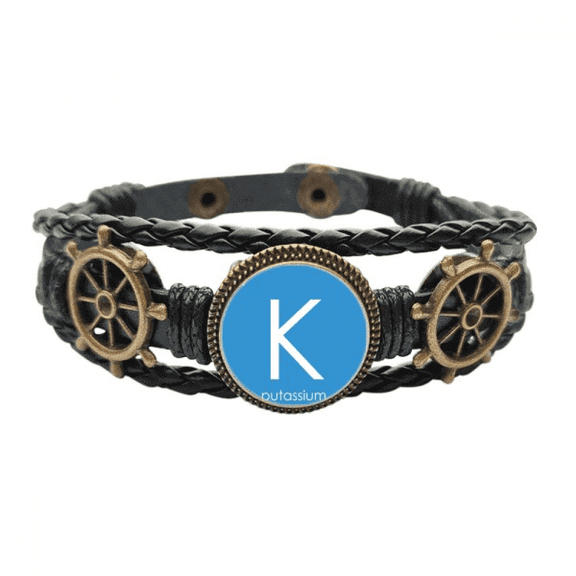 Chestry Elements Period Table Alkali Metal Potassium K Leather Braided Ocean Bracelet Wristband