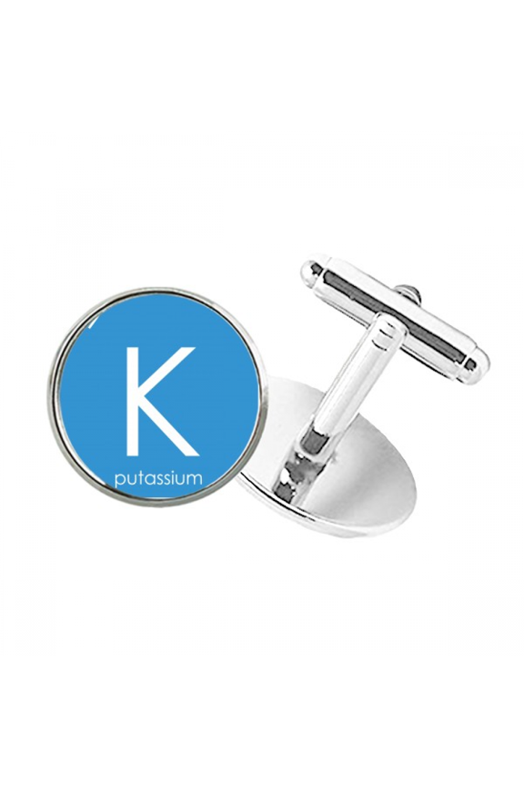 Chestry Elements Period Table Alkali Metal Potassium K Round Button Cuff Clip Stud Cufflinks