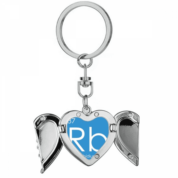 Chestry Elements Period Table Alkali Metal Rubidium Heart Angel Wing Key Chain Holder
