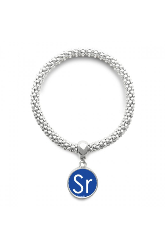 Chestry Elements Period Table Alkaline Earth Metal Strontium Sr Sliver Bracelet Pendant Jewelry Chain Adjustable Bangle
