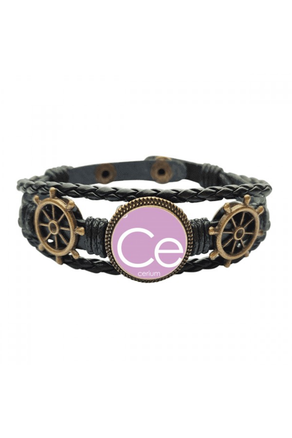 Chestry Elements Period Table Lanthanide Cerium Ce Leather Braided Ocean Bracelet Wristband
