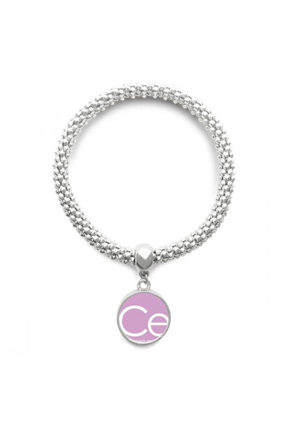 Chestry Elements Period Table Lanthanide Cerium Ce Sliver Bracelet Pendant Jewelry Chain Adjustable Bangle