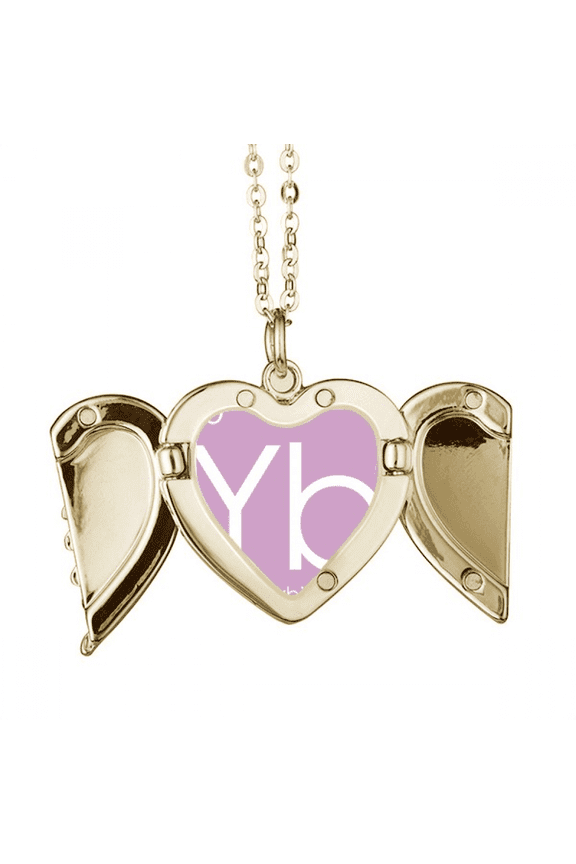 Chestry Elements Period Table Lanthanide Ytterbium Yb Folded Wings Peach Heart Pendant Necklace