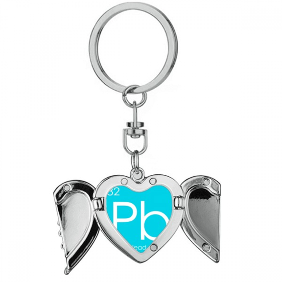 Chestry Elements Period Table Poor Metals Lead Pb Heart Angel Wing Key Chain Holder
