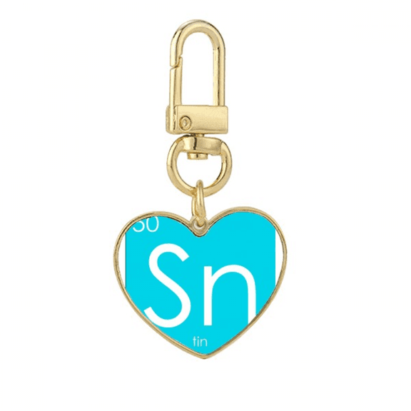 Chestry Elements Period Table Poor Metals Tin Sn Gold Heart Keychain Metal Keyring Holder