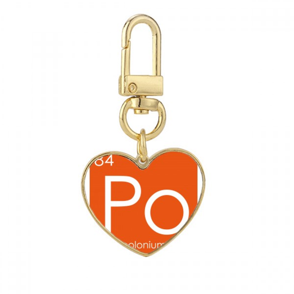 Chestry Elements Period Table Semetal Polonium Po Gold Heart Keychain Metal Keyring Holder