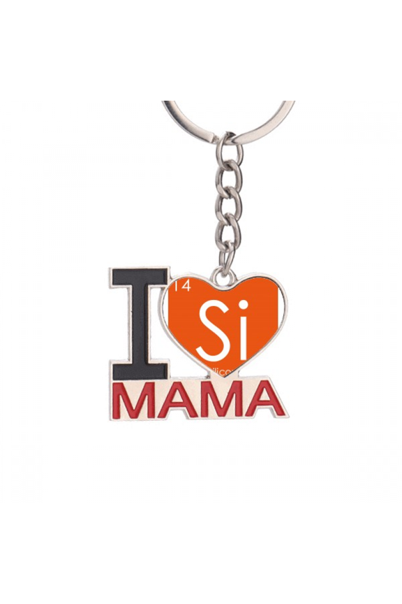 Chestry Elements Period Table Semetal Silicon Si Keychain Metal Keyring Holder Love MAMA Mother