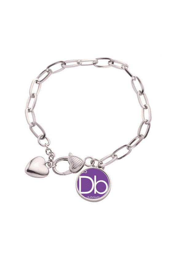 Chestry Elements Period Table Transition Metals Dubnium Db Heart Chain Bracelet Jewelry Charm Fashion