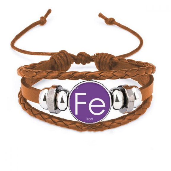Chestry Elements Period Table Transition Metals Iron Fe Bracelet Wristband Leather Jewelry Ornament