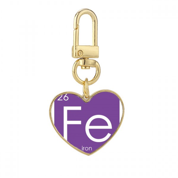 Chestry Elements Period Table Transition Metals Iron Fe Gold Heart Keychain Metal Keyring Holder