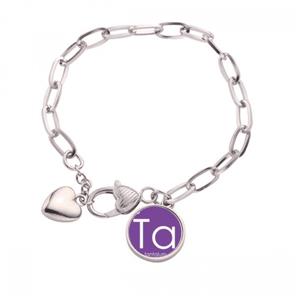 Chestry Elements Period Table Transition Metals Tantalum Ta Heart Chain Bracelet Jewelry Charm Fashion